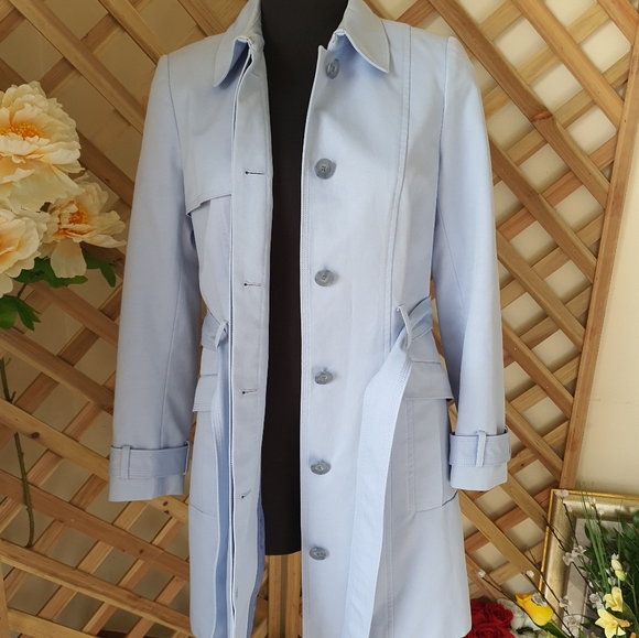 DAVID LAWRENCE | Trench Coat | Powder Blue | Size: AU 8 | Like New Condition - Picture 7 of 12